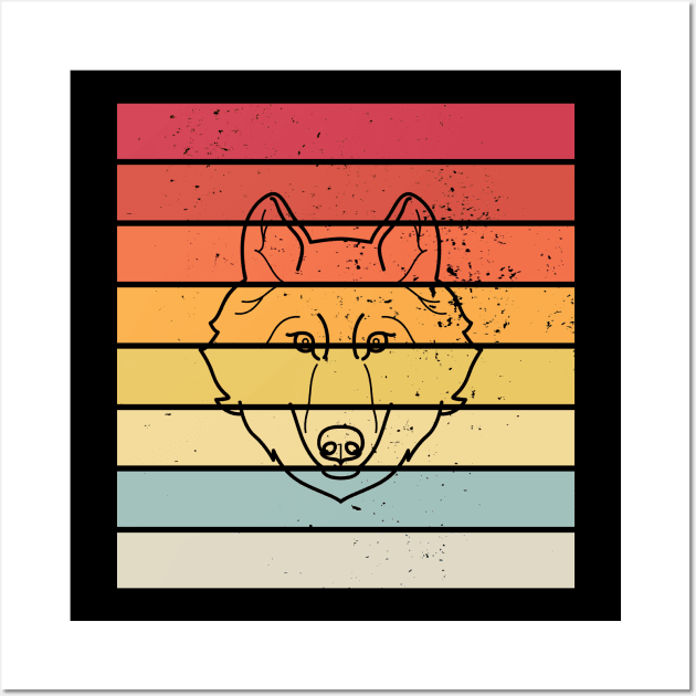 retro wolf Wall Art by Wolf Clothing Co